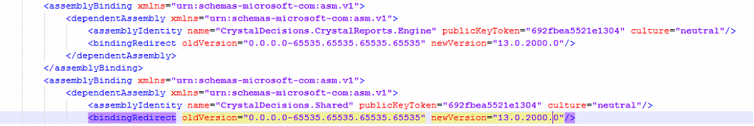 De bindings naar crystal reports