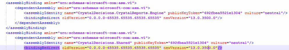 Bindings naar Crystal Reports na aanpassing